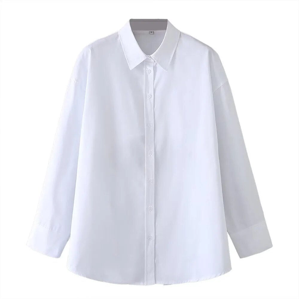 xakxx xakxx - New Women's temperament fashion casual casual sexy white backless design lapel long-sleeved poplin shirt