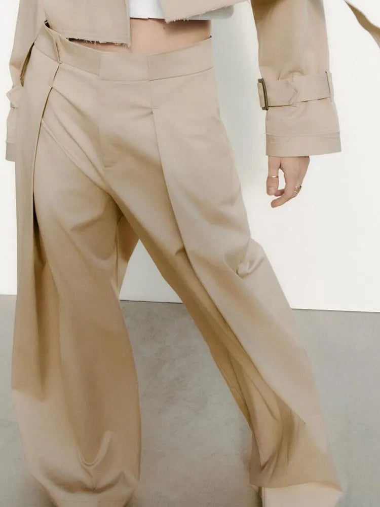 xakxx xakxx- Spring New Women's Fashion Versatile Professional Style Commuter Loose Leg Pants