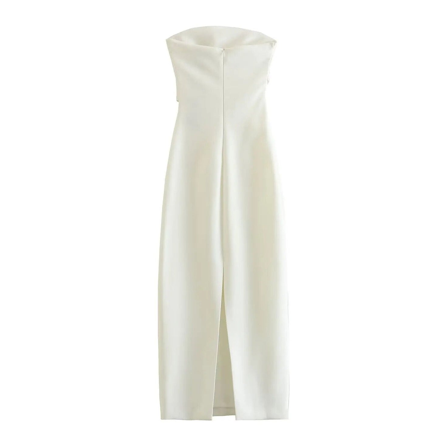 xakxx- NEW WOMEN'S BACK HEM SPLITTED WITH TONE PATCHWORK LINING WITH SIDE SPLIT HITS DARK ZIP CLOSED MIDI DRESS