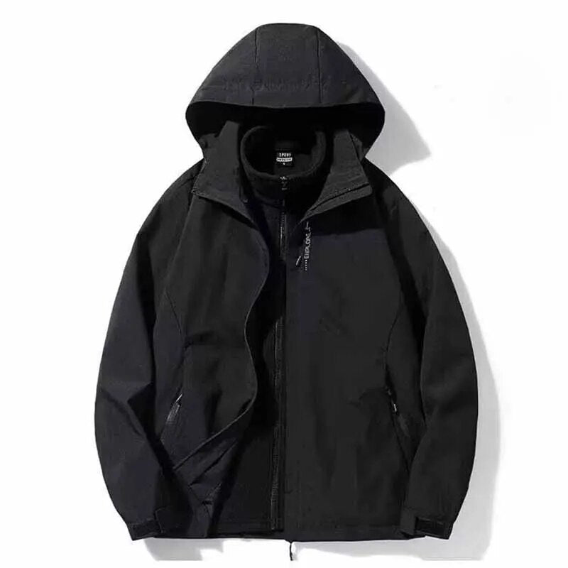 xakxx-Autumn Outdoor Storm Jacket Women Men Winter Detachable 2pcs Fleece&Thicken Warm Waterproof Windproof Jacket Plus Size 5XL 4XL