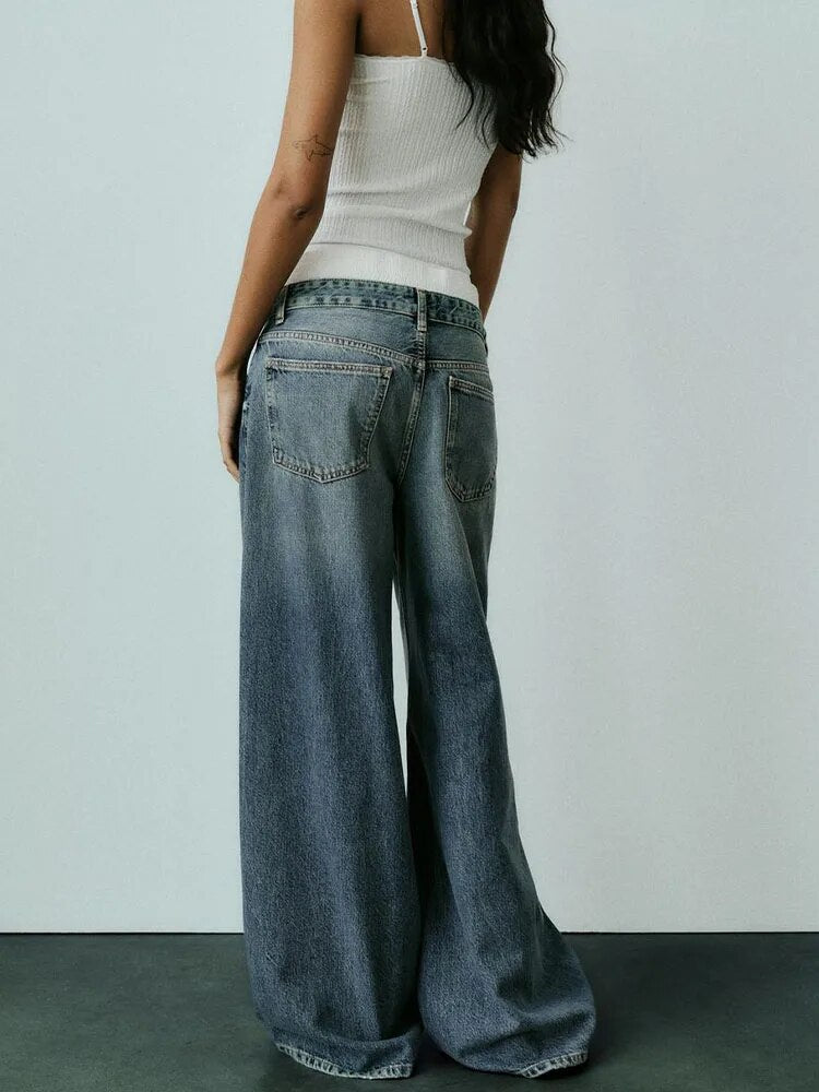 xakxx xakxx - New women's jeans autumn new wide leg boxer briefs stacked design floor mopping pants for women