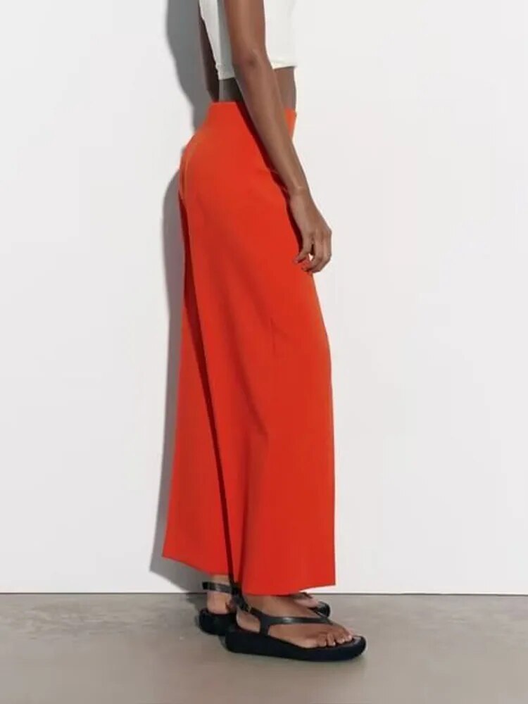 xakxx xakxx- NEW WOMEN'S SEWING DECORATIVE WIDE PANTS WITH HIDDEN ZIP CLOSURE ON SIDE SPLIT SEAMS HIGH WAIST WIDE LEG PANTS