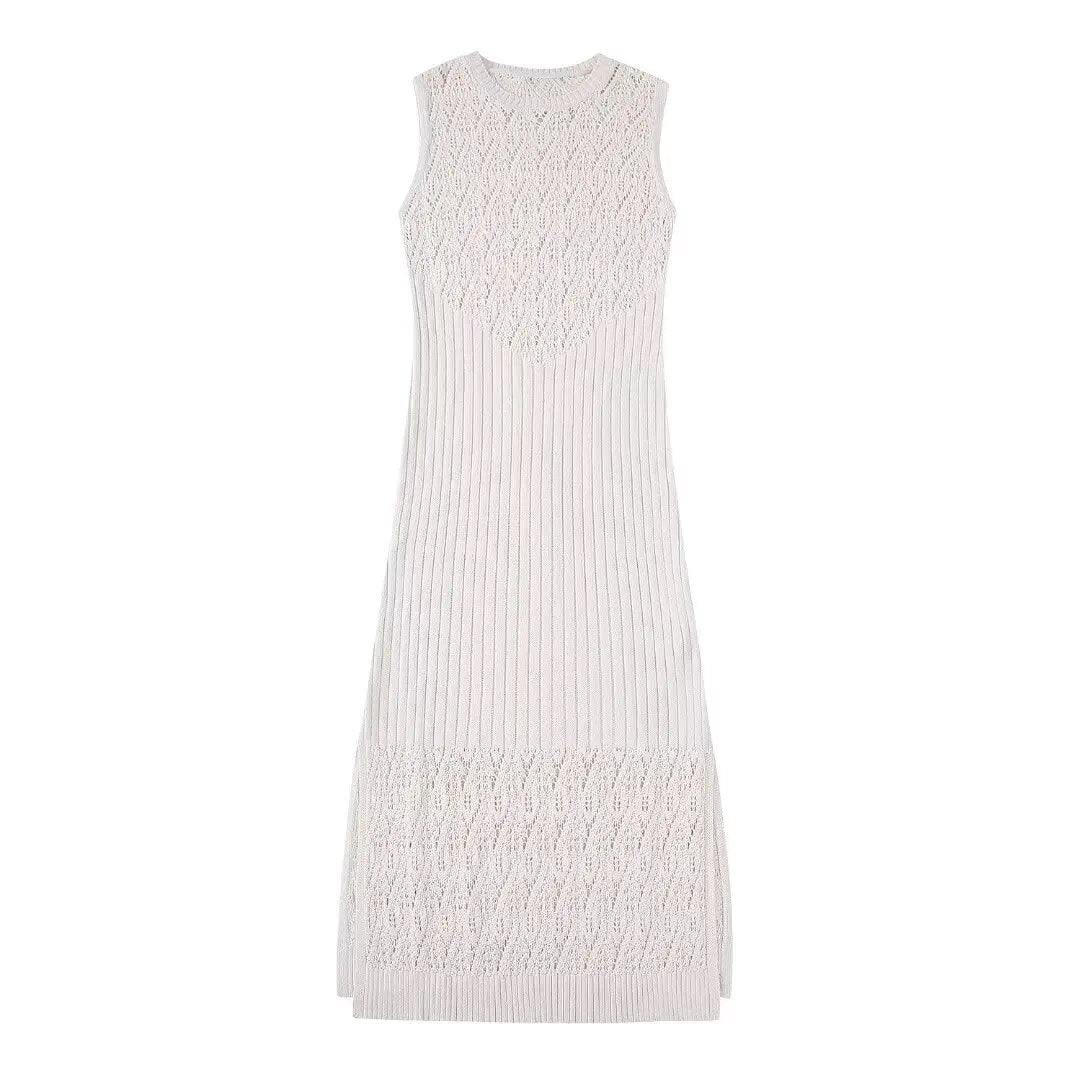 xakxx xakxx - New women's casual temperament fashion elegant sexy Ruili side slit sleeveless round neck knitted dress