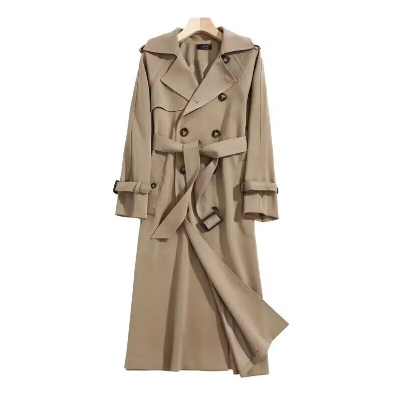 xakxx xakxx-Trench Coat Women Long Windbreaker Autumn Fashion Chic British Style Khaki Black Double Breasted Trench Coat For Women