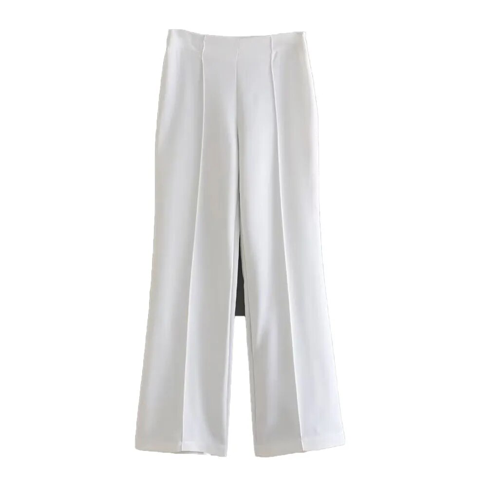 xakxx xakxx- NEW WOMEN'S SEWING DECORATIVE WIDE PANTS WITH HIDDEN ZIP CLOSURE ON SIDE SPLIT SEAMS HIGH WAIST WIDE LEG PANTS