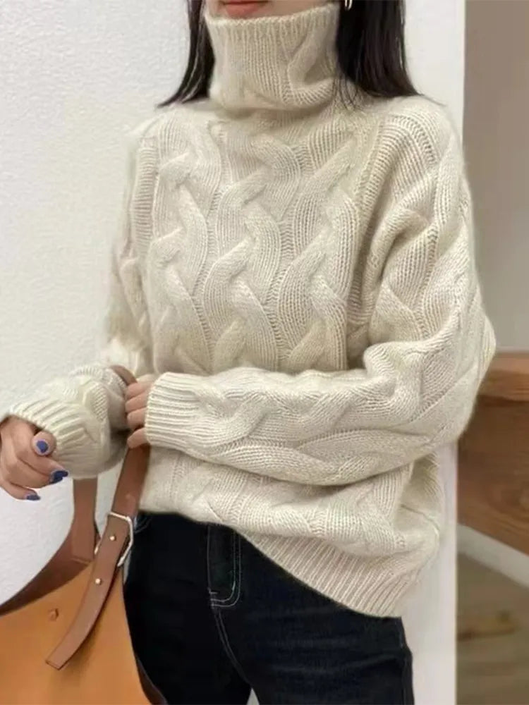xakxx xakxx-100 pure cashmere sweater women's winter high-necked European goods loose thickened twist bottoming sweater