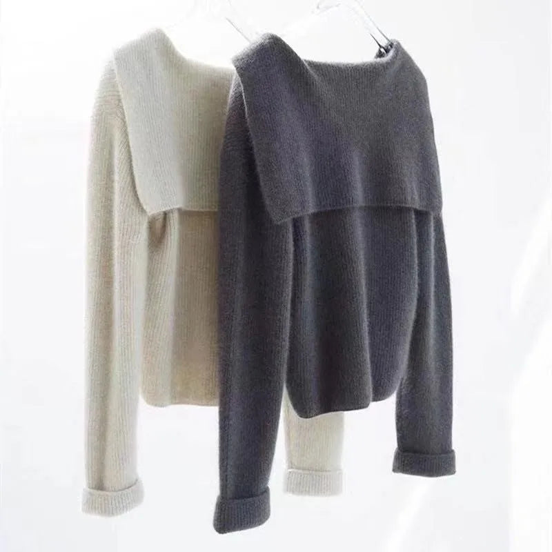 xakxx xakxx-Autumn and winter new cashmere cardigan female loose navy collar zipper sweater coat sweater thickened Joker.