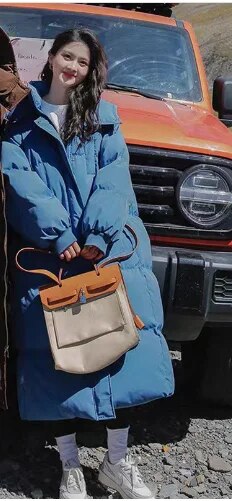xakxx-Long Cotton Down Jacket Women Winter Thickened Loose Cotton Jacket For Women Blue Red White Black Khaki Plus Size 3XL