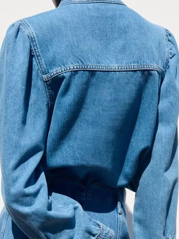 xakxx xakxx- New women's wear long-sleeved commuter pullover, temperament, versatility, women's bow decoration, denim shirt