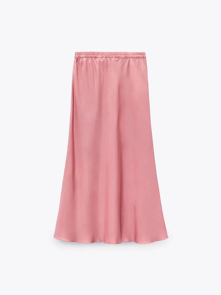 xakxx xakxx - New Women's Fashion Versatile Silk Slippery Pink Temperament Ruili Sling Top Skirt Set