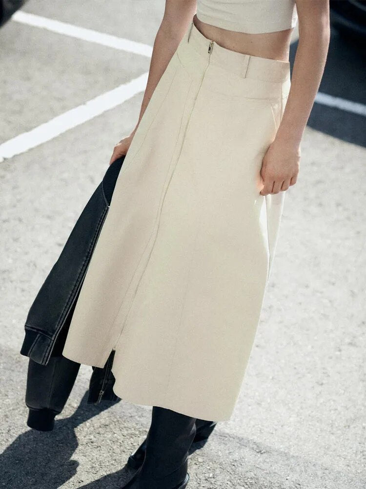 xakxx xakxx - New arrivals for autumn, women���s clothing, fashionable, casual and versatile, zipper-embellished high-waisted cape skirt