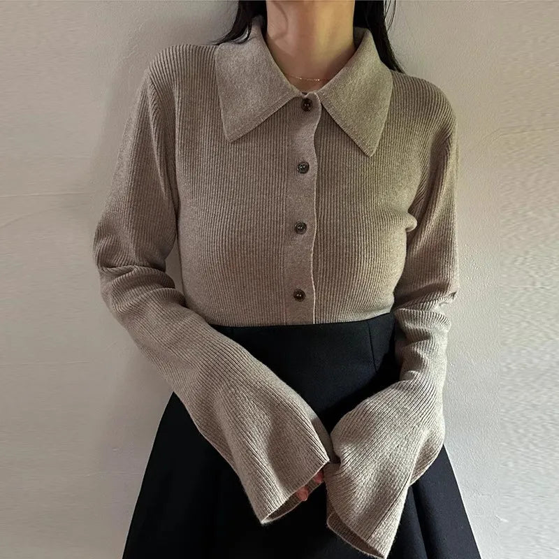 xakxx xakxx New Winter Female Clothing Slim Design Flared Sleeve Wool Knit Cardigan Women's Sweater