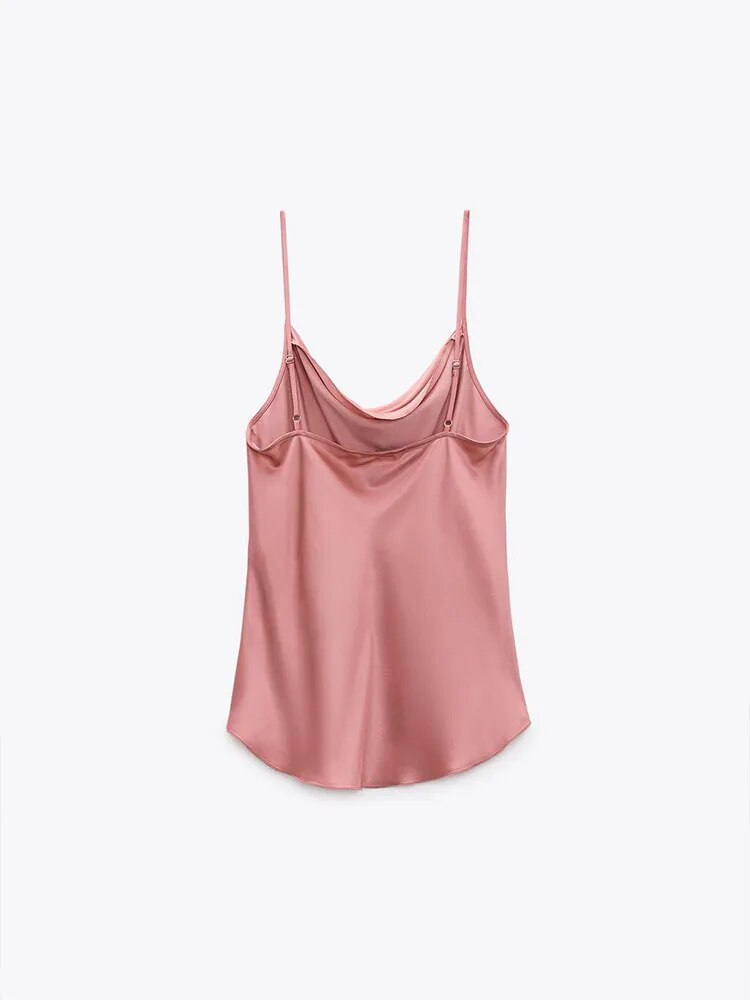 xakxx xakxx - New Women's Fashion Versatile Silk Slippery Pink Temperament Ruili Sling Top Skirt Set
