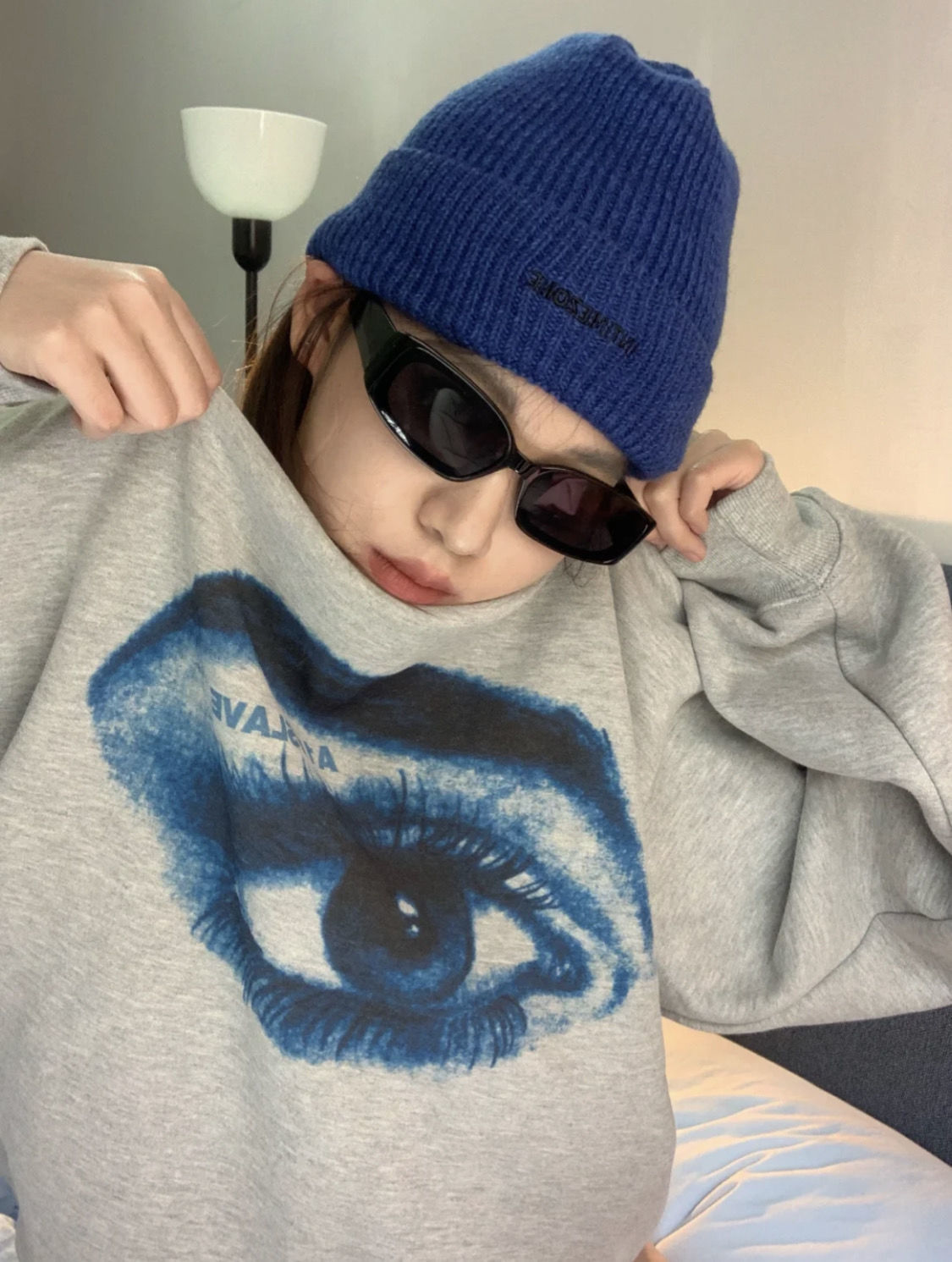 xakxx Gothic Streetwear Printed Hoodie Women Punk Harajuku Hippie Grey Crewneck Sweatshirts Vintage Pullover Female Tops