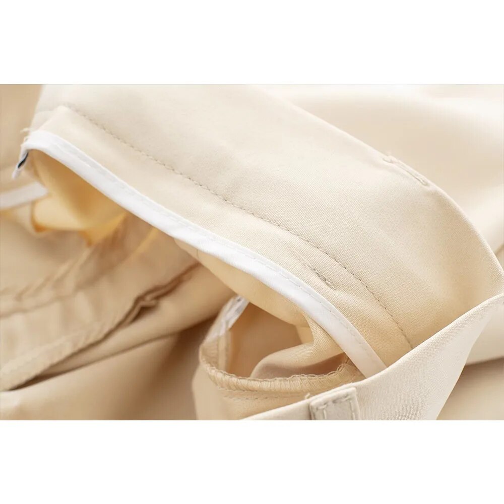 xakxx xakxx- New women's high waist pants with front pleated decoration and front pocket pleated high waist wide leg pants
