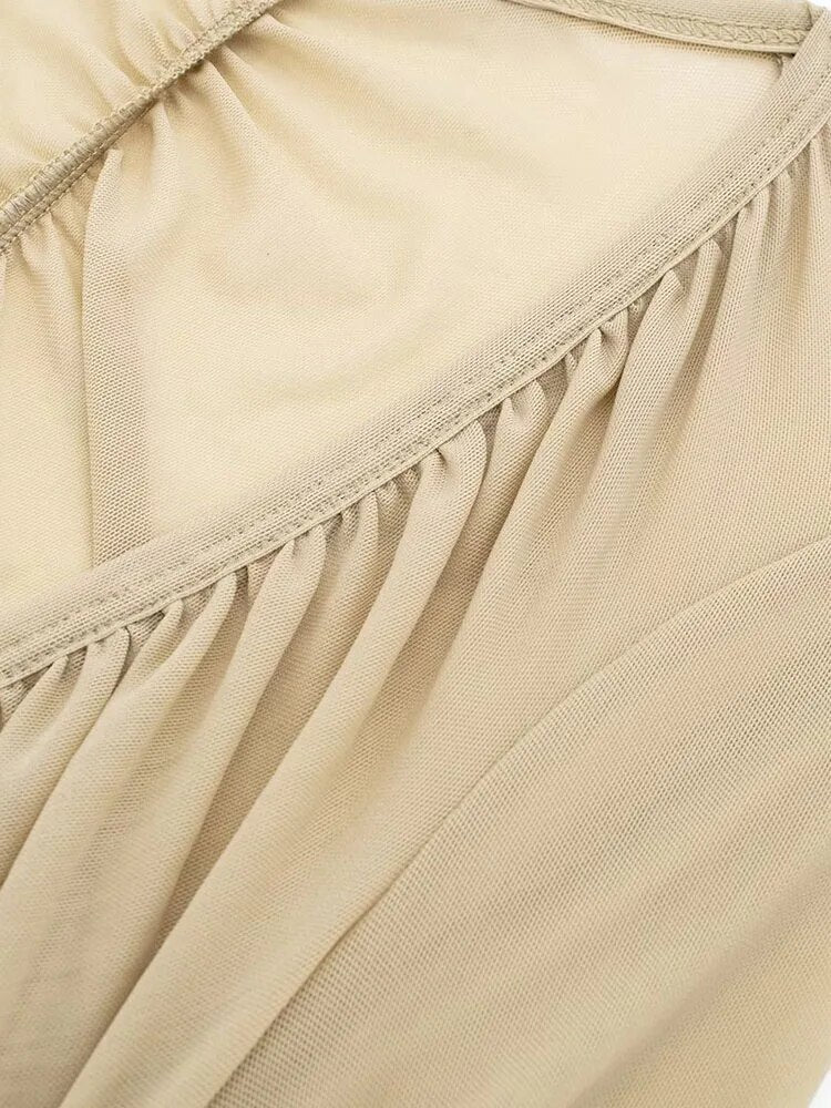 xakxx xakxx- New women's silky net pleated sexy thin casual hundred backless Riley on clothes