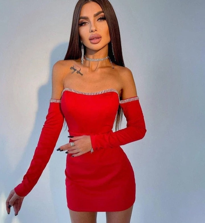 xakxx Spring Long Sleeve Solid Dress Girl A-line Pleated Skirt Prom Party Dance Clothes French Hollow Backless Dress for Women