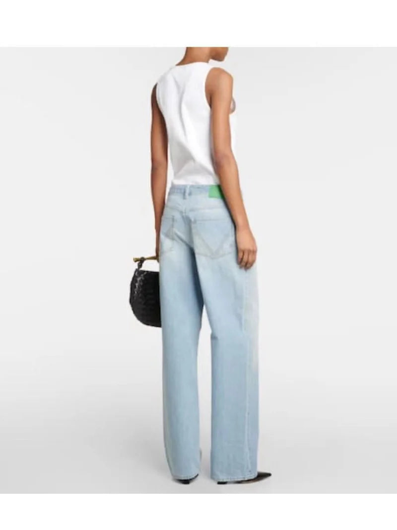 xakxx xakxx Matching Korean Summer Green Label Wide Leg Jeans Vintage Women's Pants Fashion Trousers