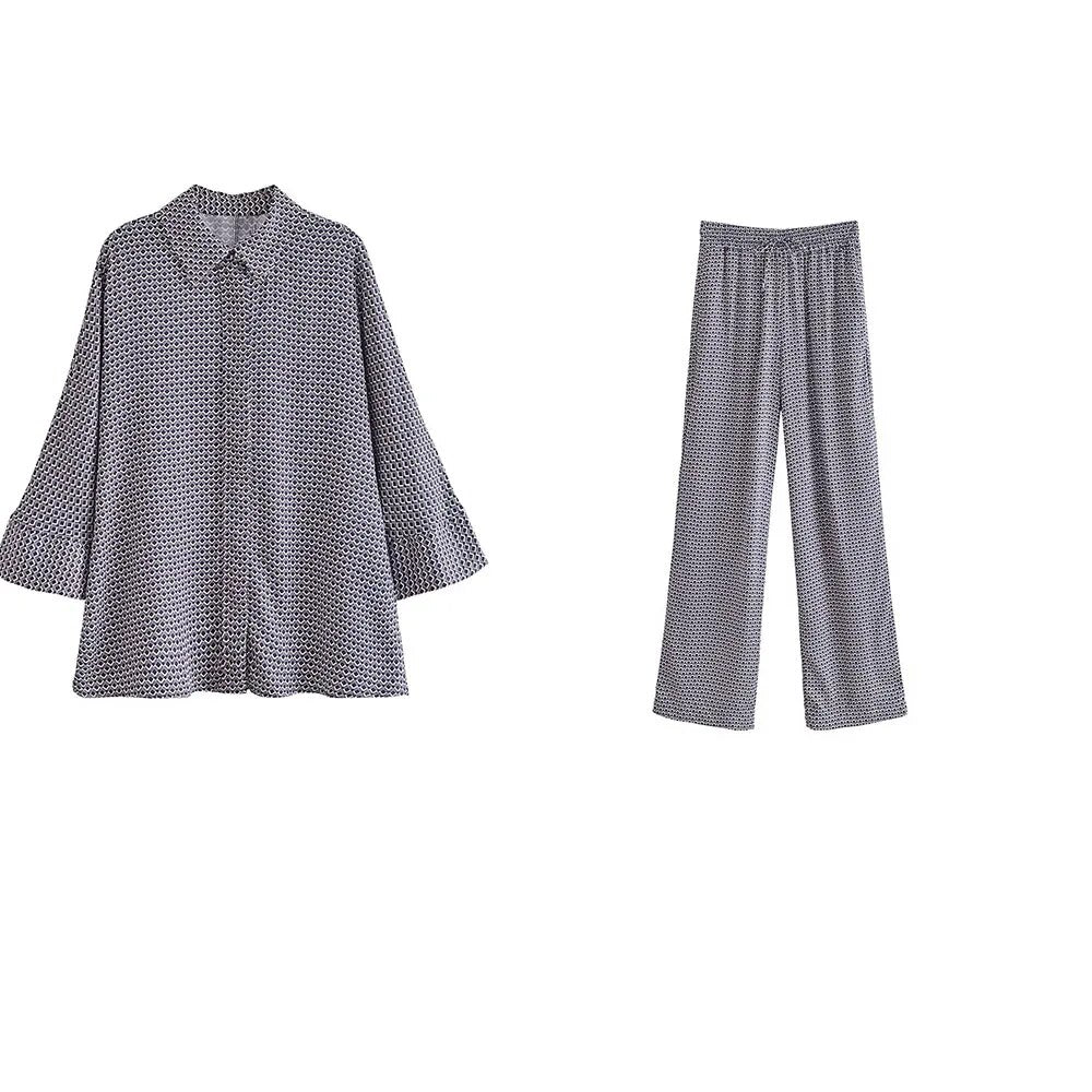 xakxx xakxx - New Women's Temperament Fashion Versatile Casual Geometric Graphic Printed Pants Shirt Set