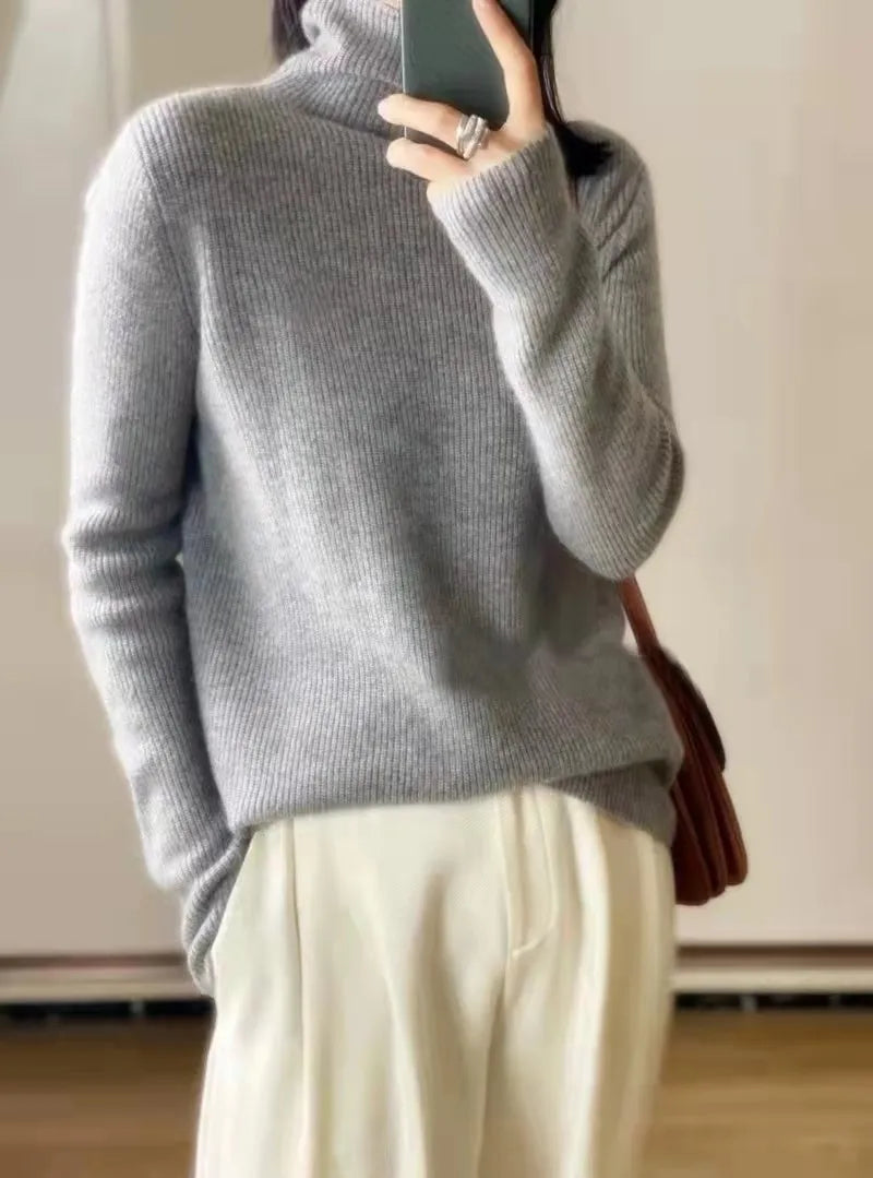 xakxx xakxx-High-necked cashmere sweater 100 pure cashmere soft waxy sweater new explosions female winter European goods white bottomin
