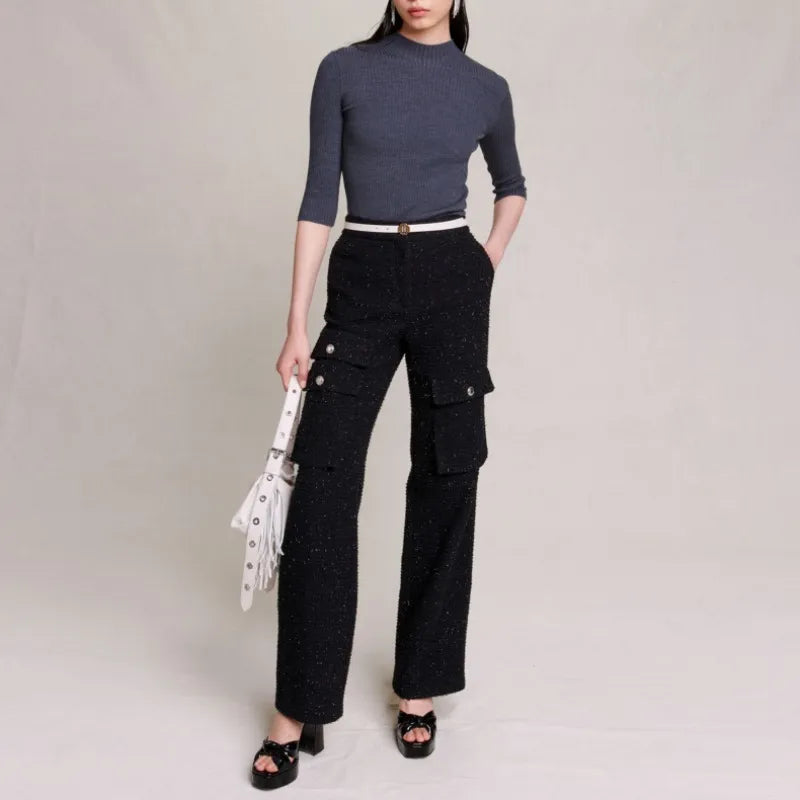xakxx xakxx Fall Female Clothing Half High Neck Seven Sleeve Sweater Women's Slim Knit Bottom Shirt Top