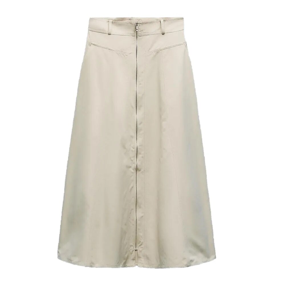 xakxx xakxx - New arrivals for autumn, women���s clothing, fashionable, casual and versatile, zipper-embellished high-waisted cape skirt