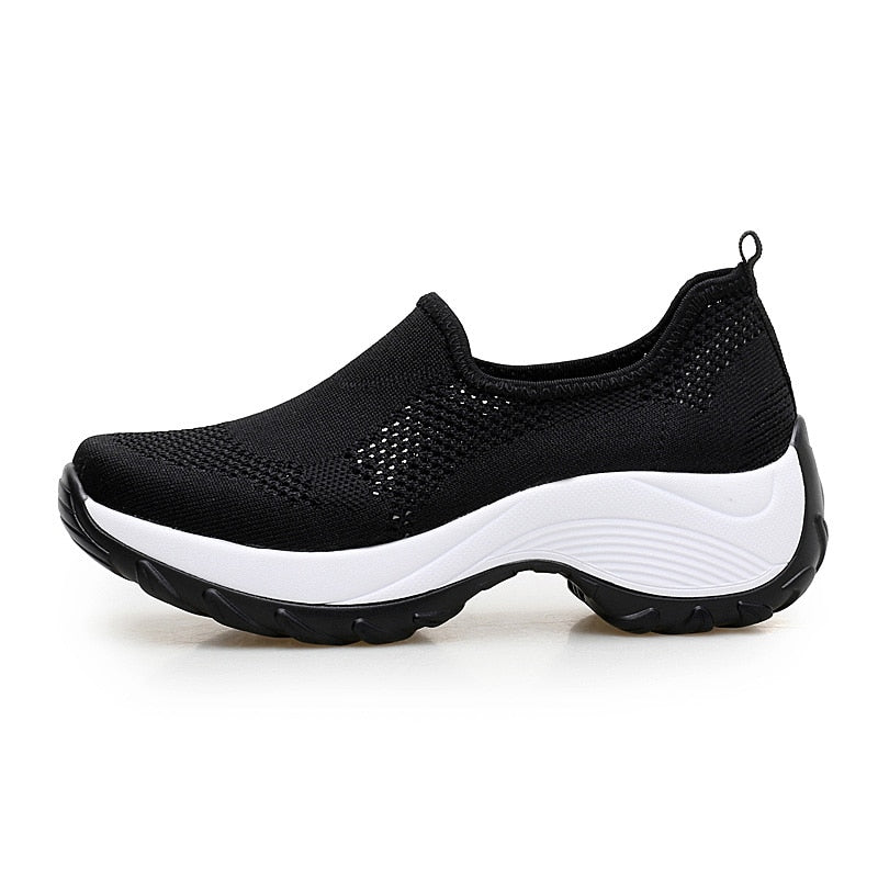 xakxx Women Sneakers New Hollow-Out Breathable Sport Slimming Shoes Female Platform Sneakers Footwear Outdoor All-Match Walking Shoes