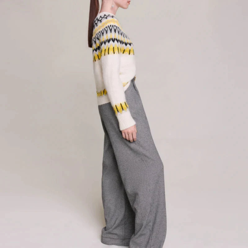 xakxx xakxx Women's Pullover Autumn Female Clothing Jacquard Inner Knit Top Round Neck Loose Sweater