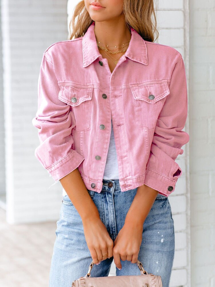 xakxx New Women's Denim Jacket Long Sleeve Loose Streetwear Blue Jacket Autumn Fashion Casual Office Lady Korean Ladies Coat Oversize