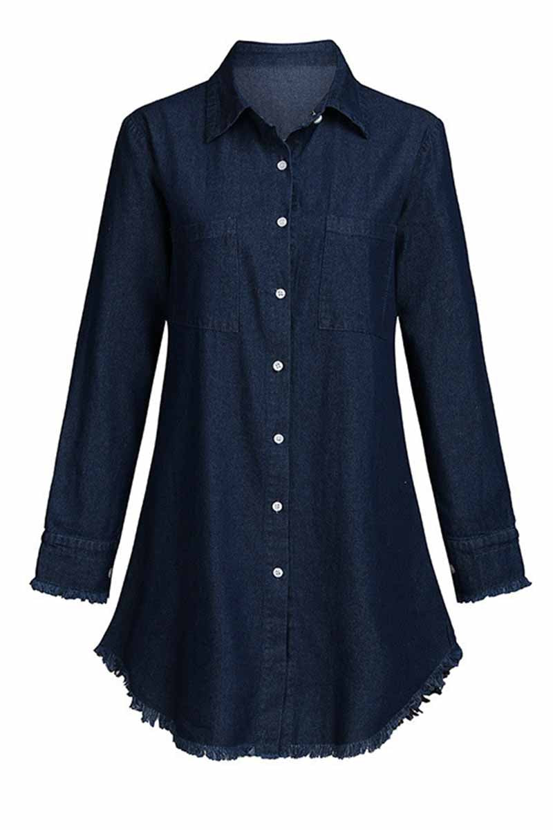 Xakxx Loose Button Design 4 Colors Denim Dress(4 colors)