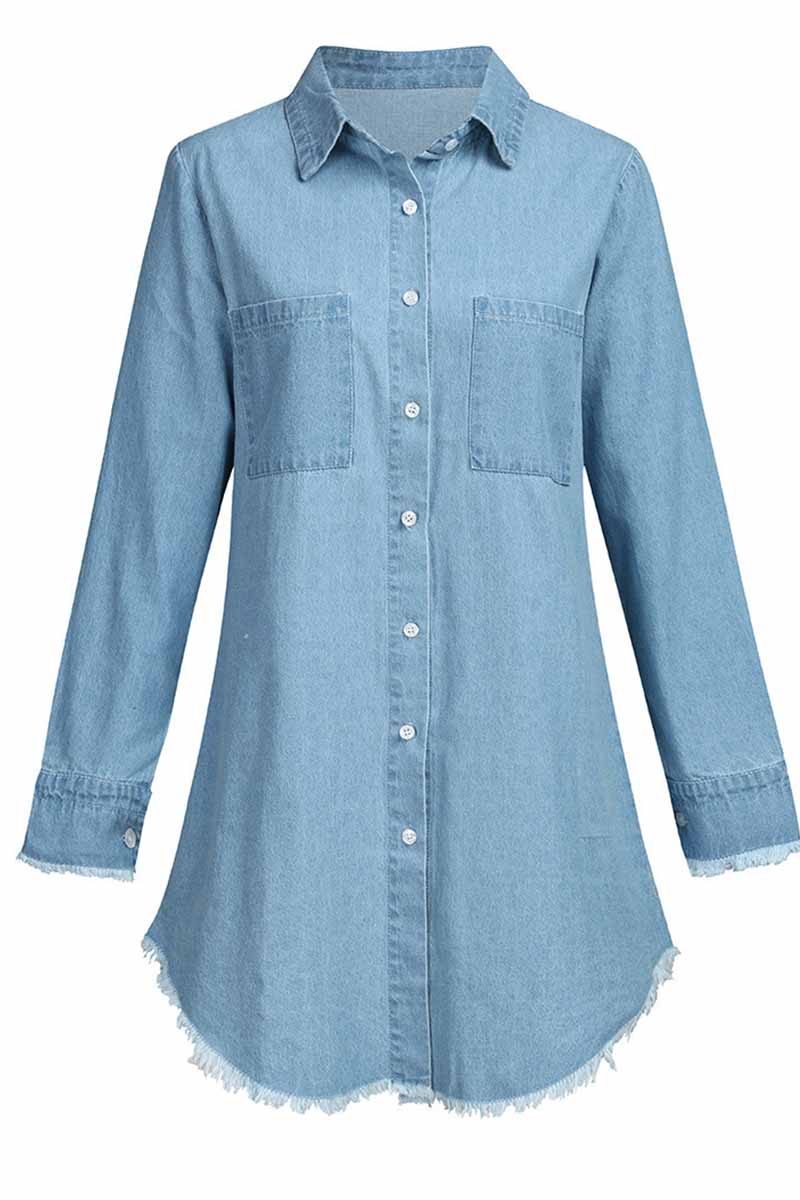 Xakxx Loose Button Design 4 Colors Denim Dress(4 colors)