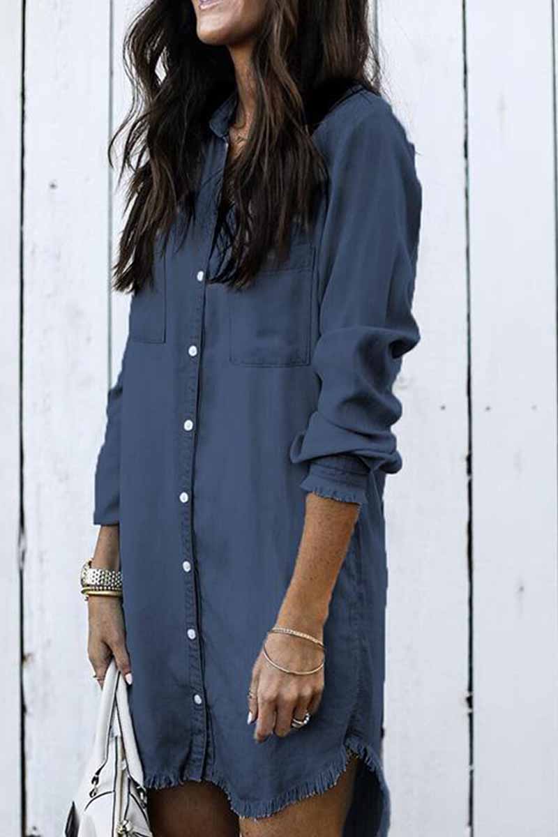 Xakxx Loose Button Design 4 Colors Denim Dress(4 colors)