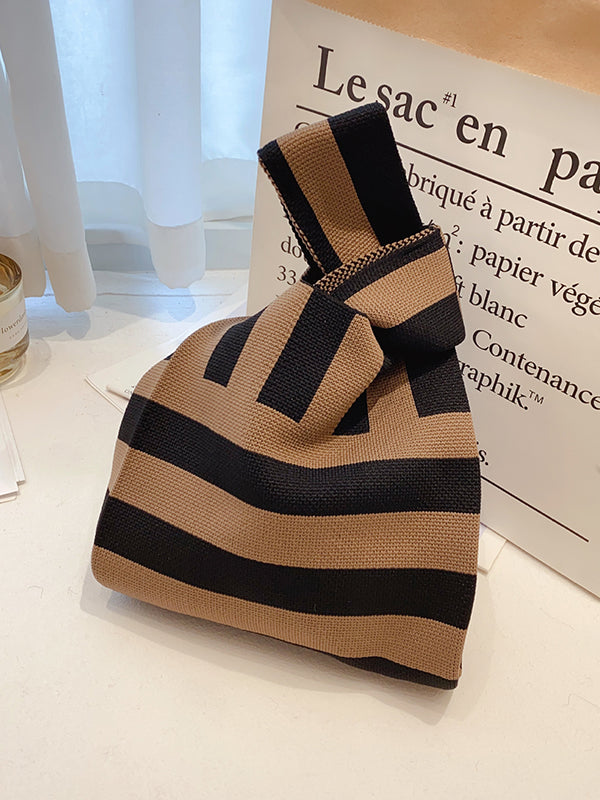 xakxx Knitting Checkerboard Zebra-Stripe Striped Bags Accessories Handbags