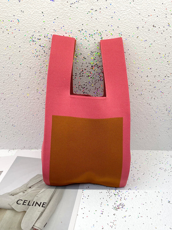 xakxx Contrast Color Cute Bags Woven Handbag