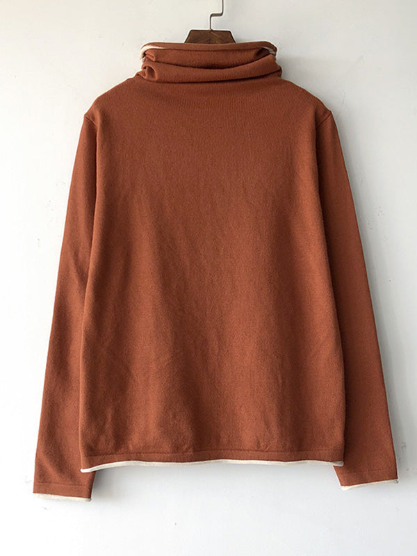 xakxx xakxx-Casual Loose 8 Colors High-Neck Long Sleeves Knitwear