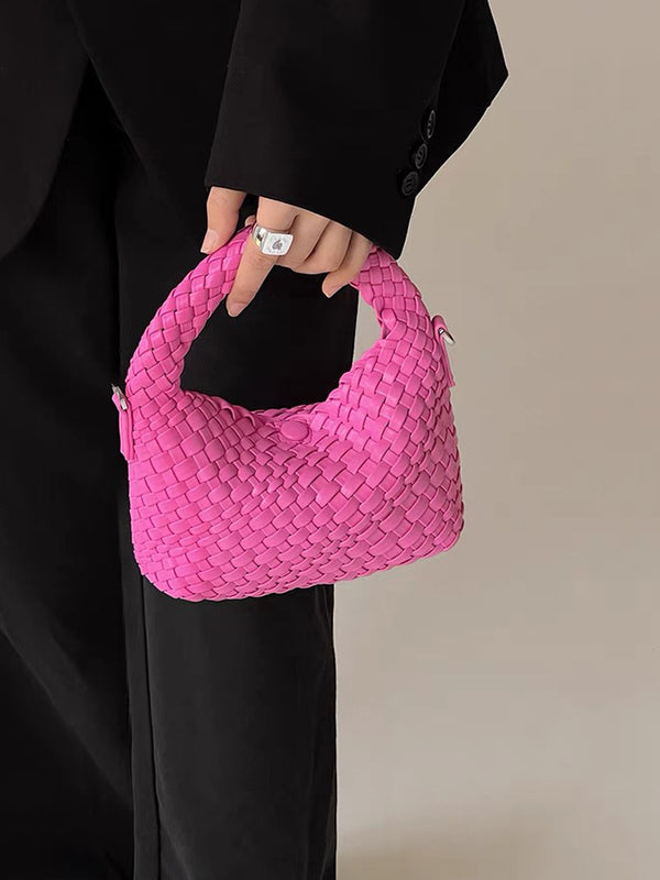 xakxx Cute Solid Color Woven Bags Handbags