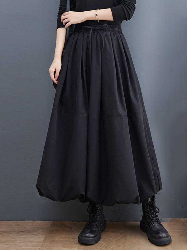 xakxx Urban Loose Drawstring High Waisted Black Bubble Skirt