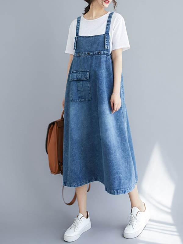 xakxx Original Solid Denim Strapless Dress