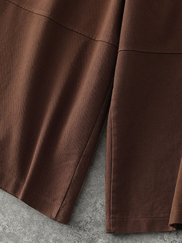xakxx Simple Wide Leg Loose Solid Color Casual Pants Bottoms