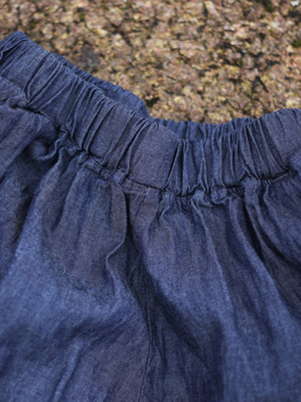 xakxx Vintage Loose Denim Color Wide Leg Jean Pants
