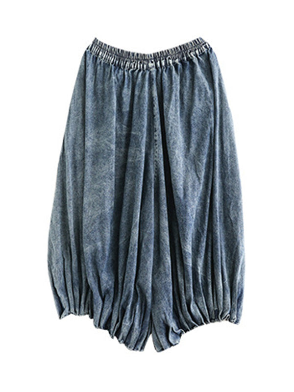 xakxx Vintage Elastic Waist Wide Leg Over Size Jean Pants