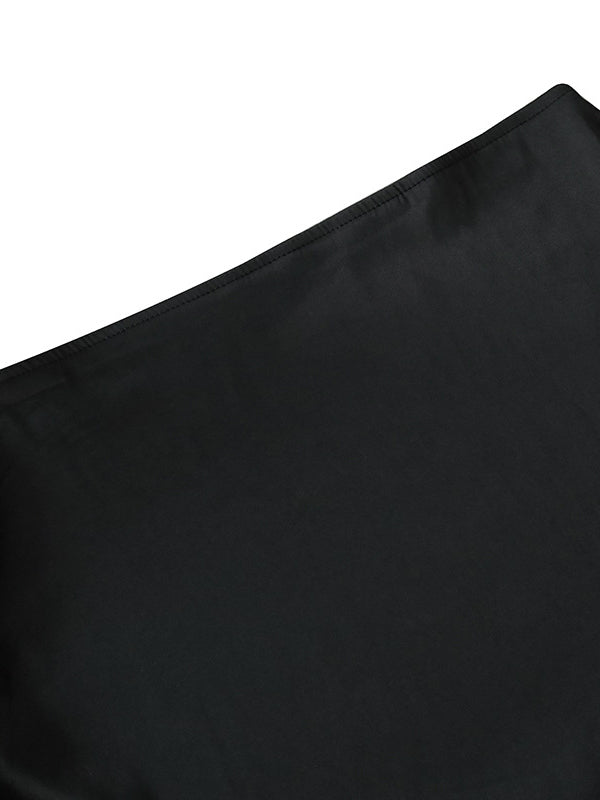 xakxx High Waisted Elasticity Solid Color Split-Joint Skirts