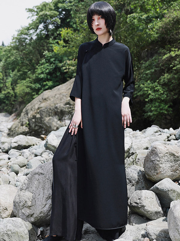 xakxx Vintage Solid Buckle Long Cheongsams