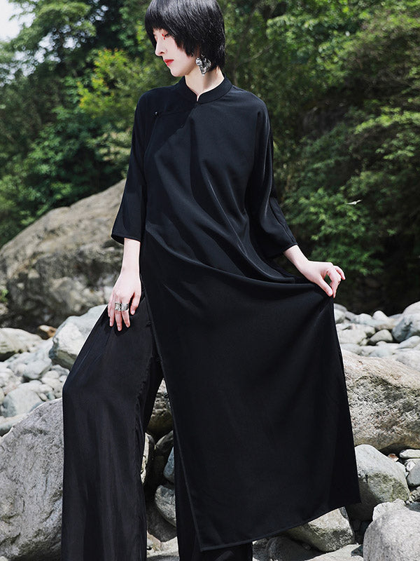 xakxx Vintage Solid Buckle Long Cheongsams