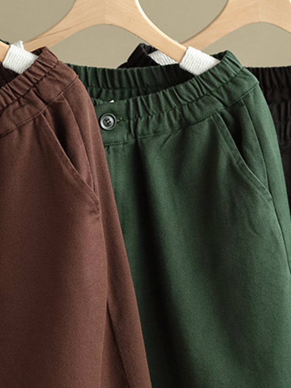 xakxx Simple Wide Leg Loose Solid Color Casual Pants Bottoms