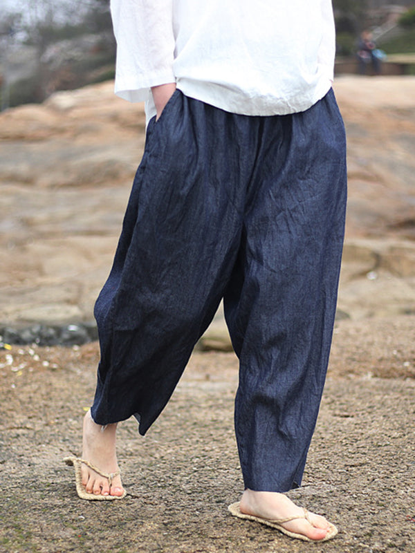 xakxx Vintage Loose Denim Color Wide Leg Jean Pants