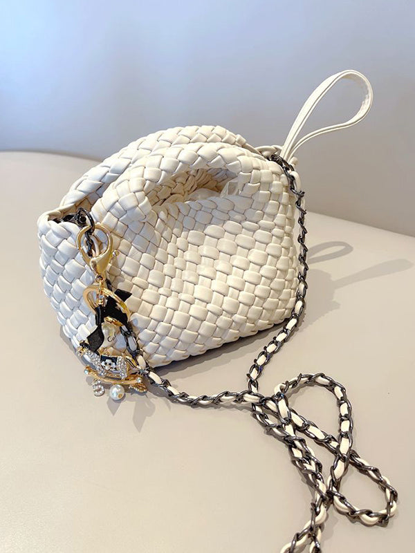 xakxx Solid Color Woven Bags Handbags