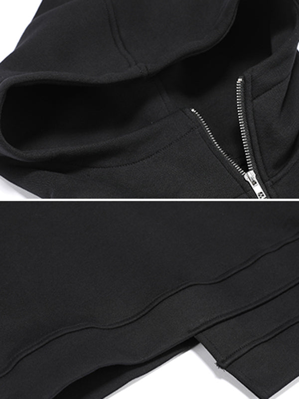 xakxx Stylish Black Asymmetric Zipper Hoodies