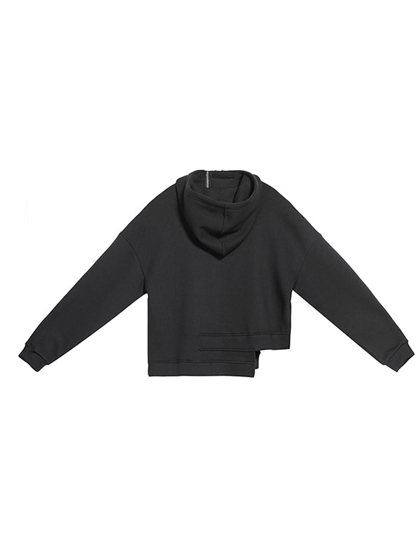 xakxx Stylish Black Asymmetric Zipper Hoodies