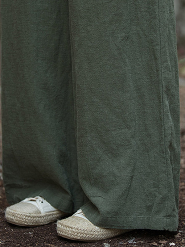 xakxx Wide Leg Elasticity Solid Color Pants Trousers